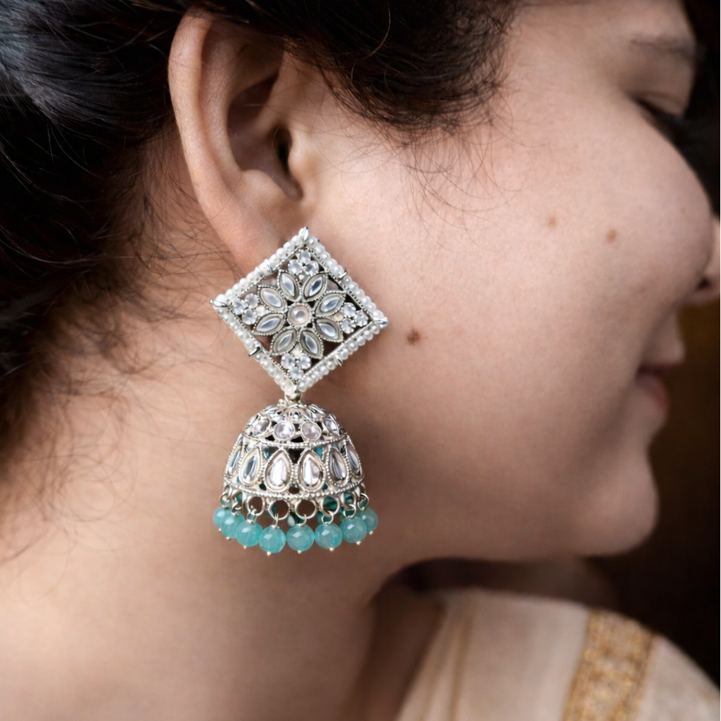 Kundan Pearl Jhumke Earrings