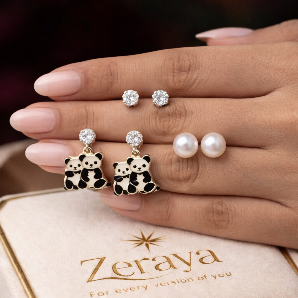 Panda 3 in 1 Trio Earrings