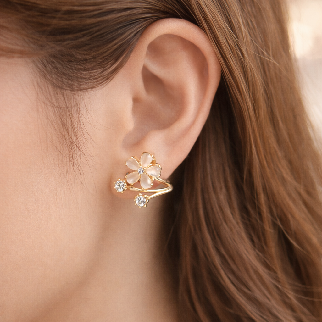 Korean Flower Stud Earrings
