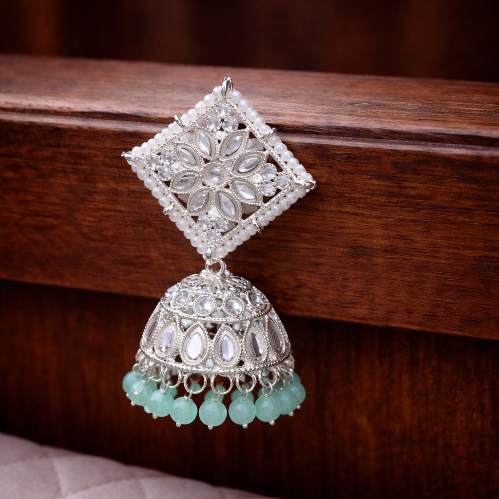 Kundan Pearl Jhumke Earrings